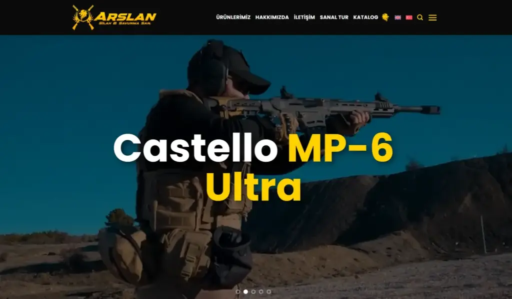 Arslan Silah web sitesi ekran görüntüsü