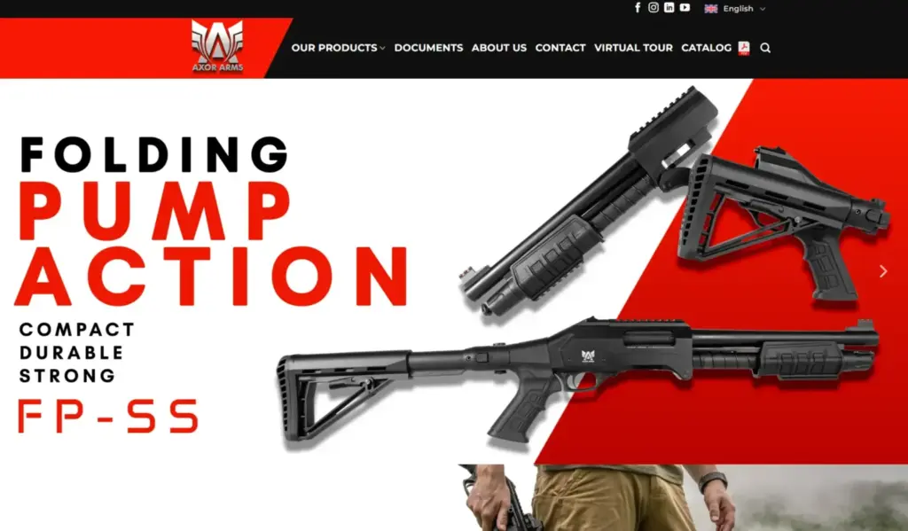Axor Arms web sitesi ekran görüntüsü