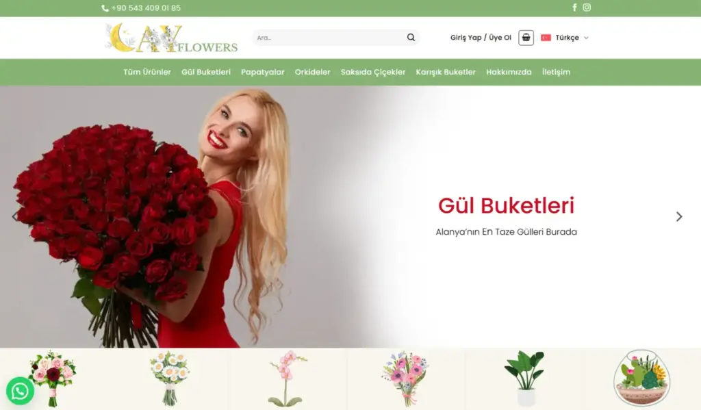 Ay Flowers web sitesi ekran görüntüsü