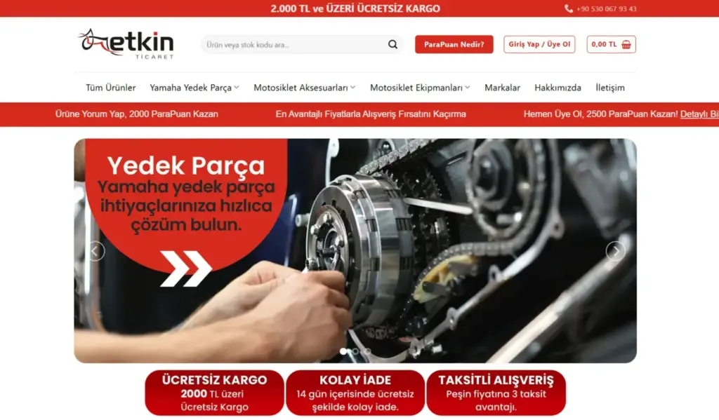 Etkin Motor web sitesi ekran görüntüsü
