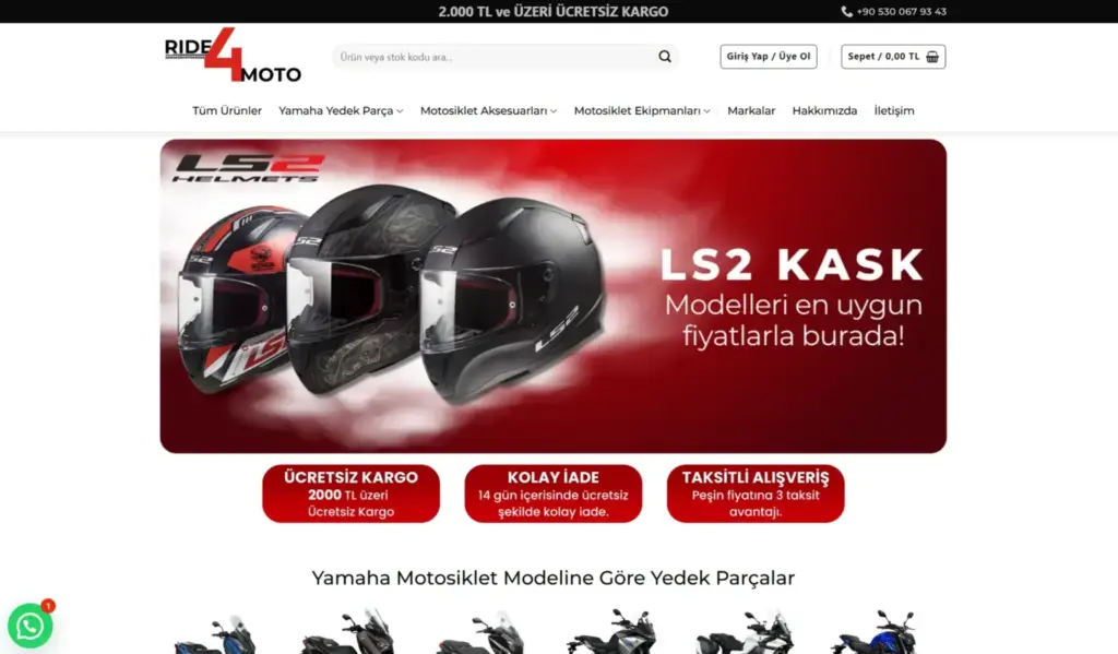 Ride4Moto web sitesi ekran görüntüsü