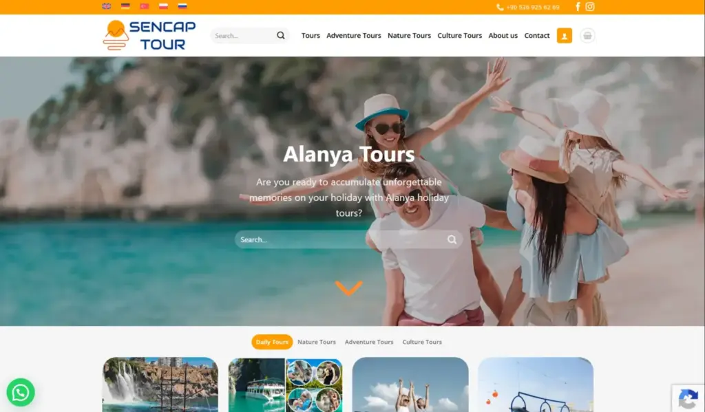 Sencap Tour web sitesi ekran görüntüsü